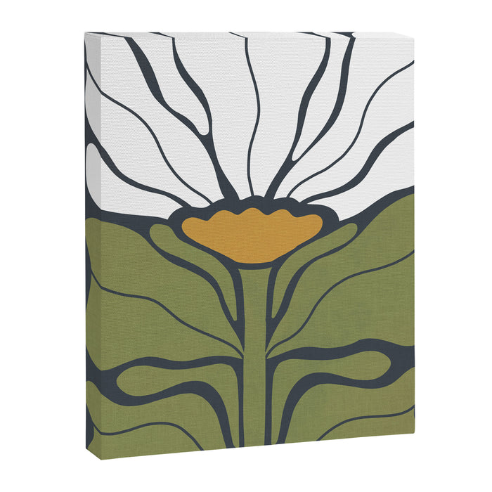 Modern Boho Art Nouveau Floral 3.1 ochre green grey Canvas Print Gallery Image 1