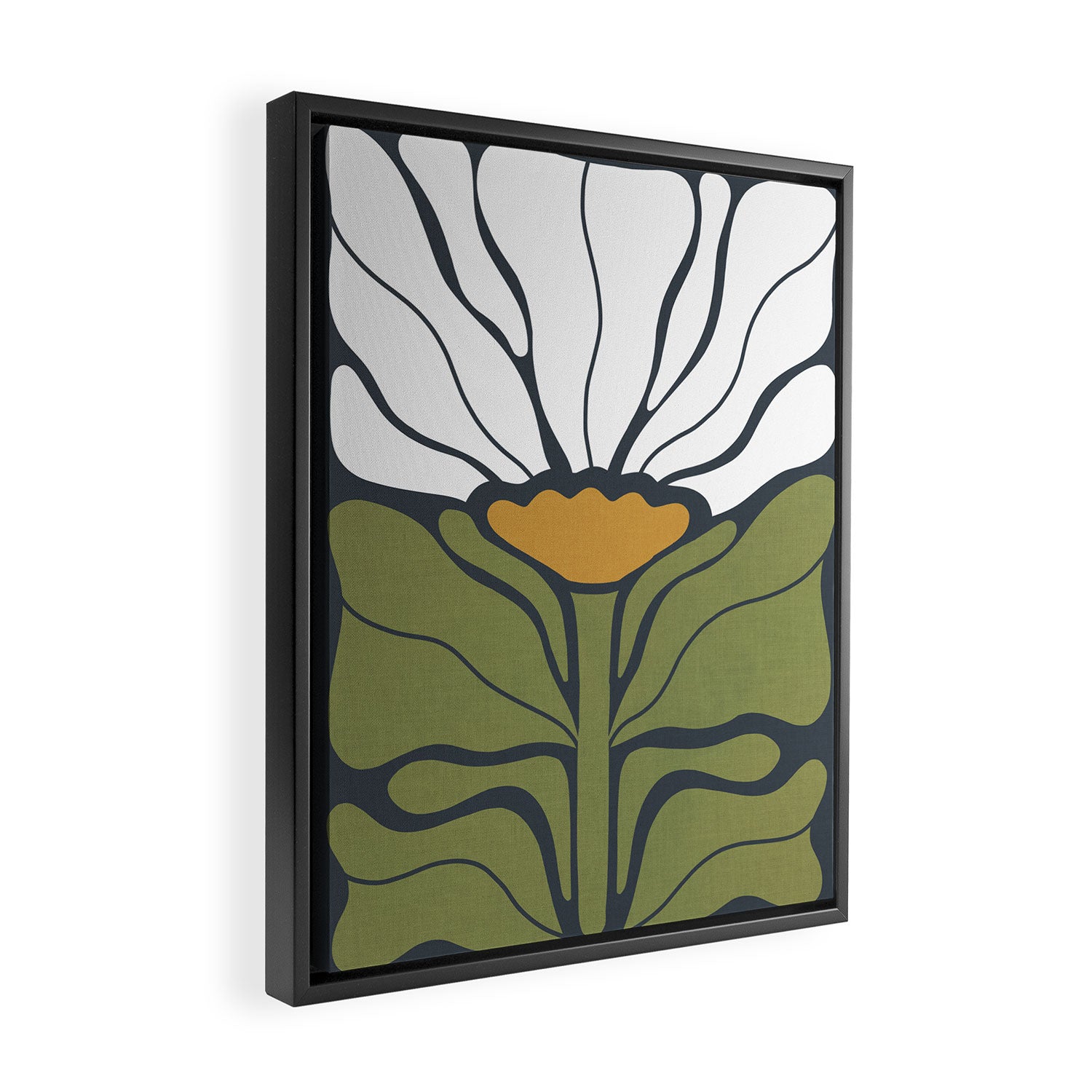 Modern Boho Art Nouveau Floral 3.1 ochre green grey Framed Canvas Print Gallery Image 2