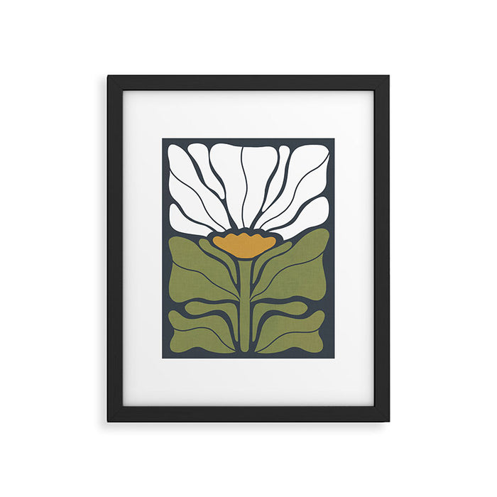 Modern Boho Art Nouveau Floral 3.1 ochre green grey Framed Art Print Gallery Image 1