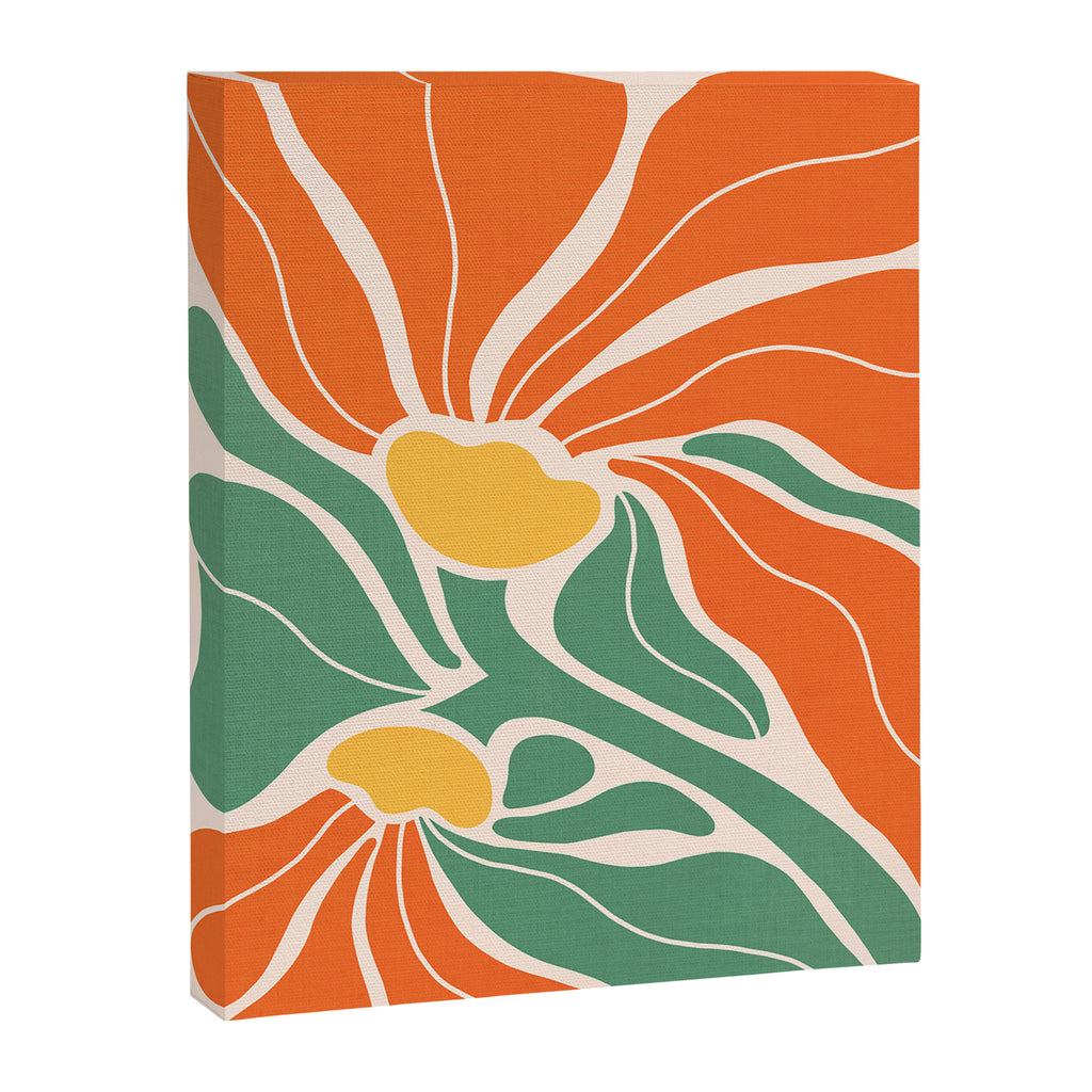 Modern Boho Art Nouveau Floral 1.2 Duo Orange and Green Canvas Print Gallery Image 6