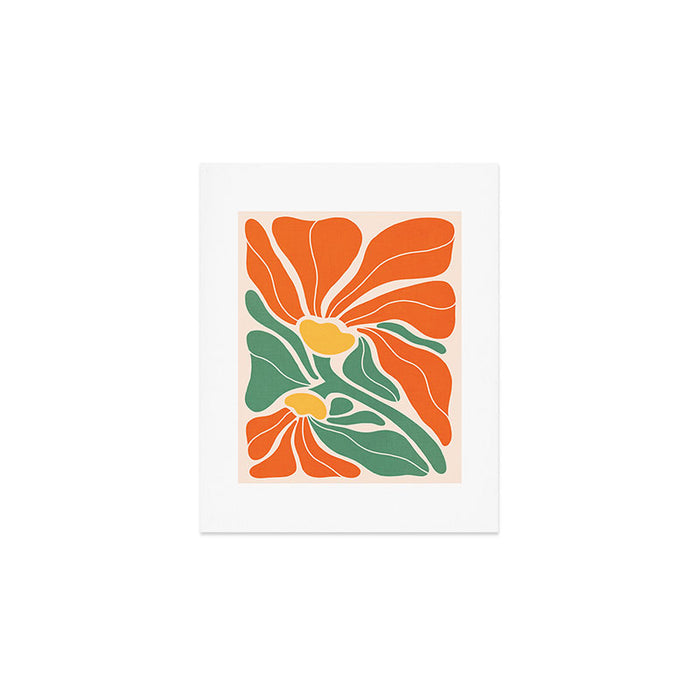 Modern Boho Art Nouveau Floral 1.2 Duo Orange and Green Art Print Gallery Image 1