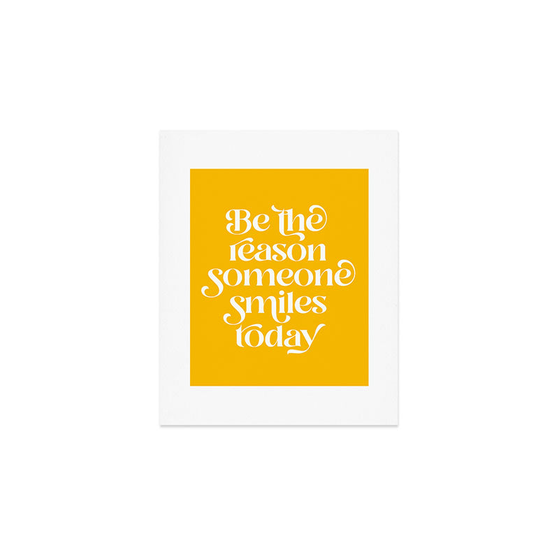Motivational words smile today yellow Art Print Gallery Image 1