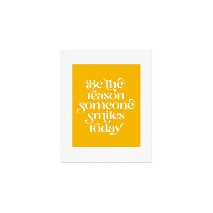 Motivational words smile today yellow Art Print Gallery Image 1