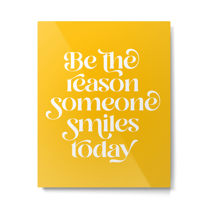 Motivational words smile today yellow Metal Print Gallery Image 1