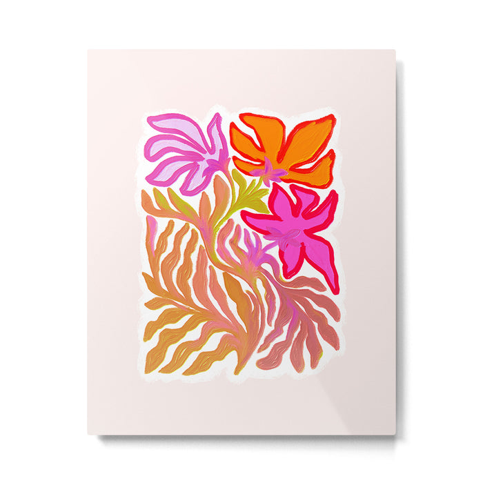 Painterly Nouveau bloom - imperfect bold textured floral art Metal Print Gallery Image 1