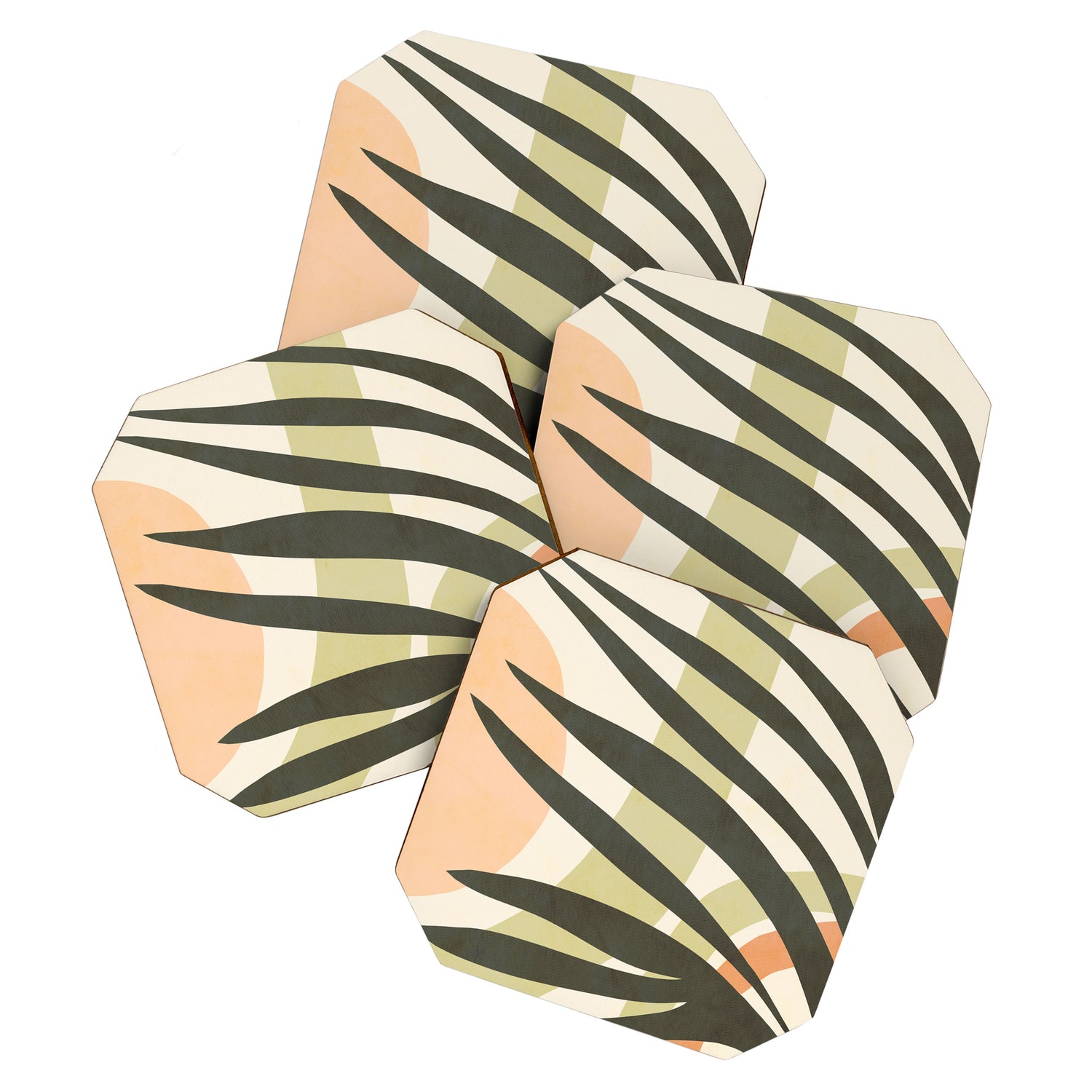 Palm leaf with sun and rainbow nº2 Coaster Gallery Image 1