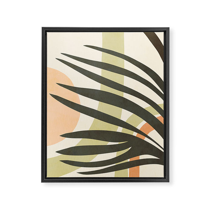 Palm leaf with sun and rainbow nº2 Framed Canvas Print Gallery Image 1