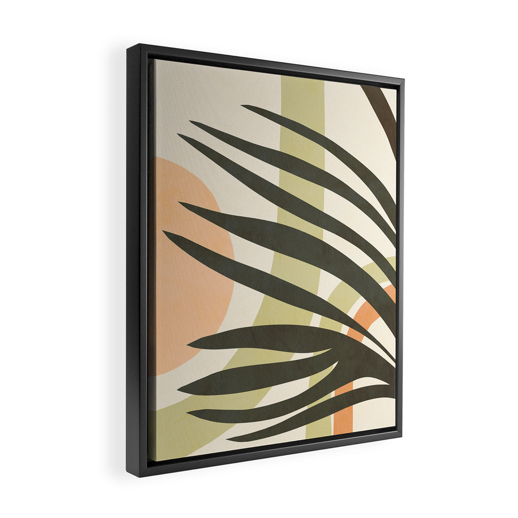 Palm leaf with sun and rainbow nº2 Framed Canvas Print Gallery Image 2