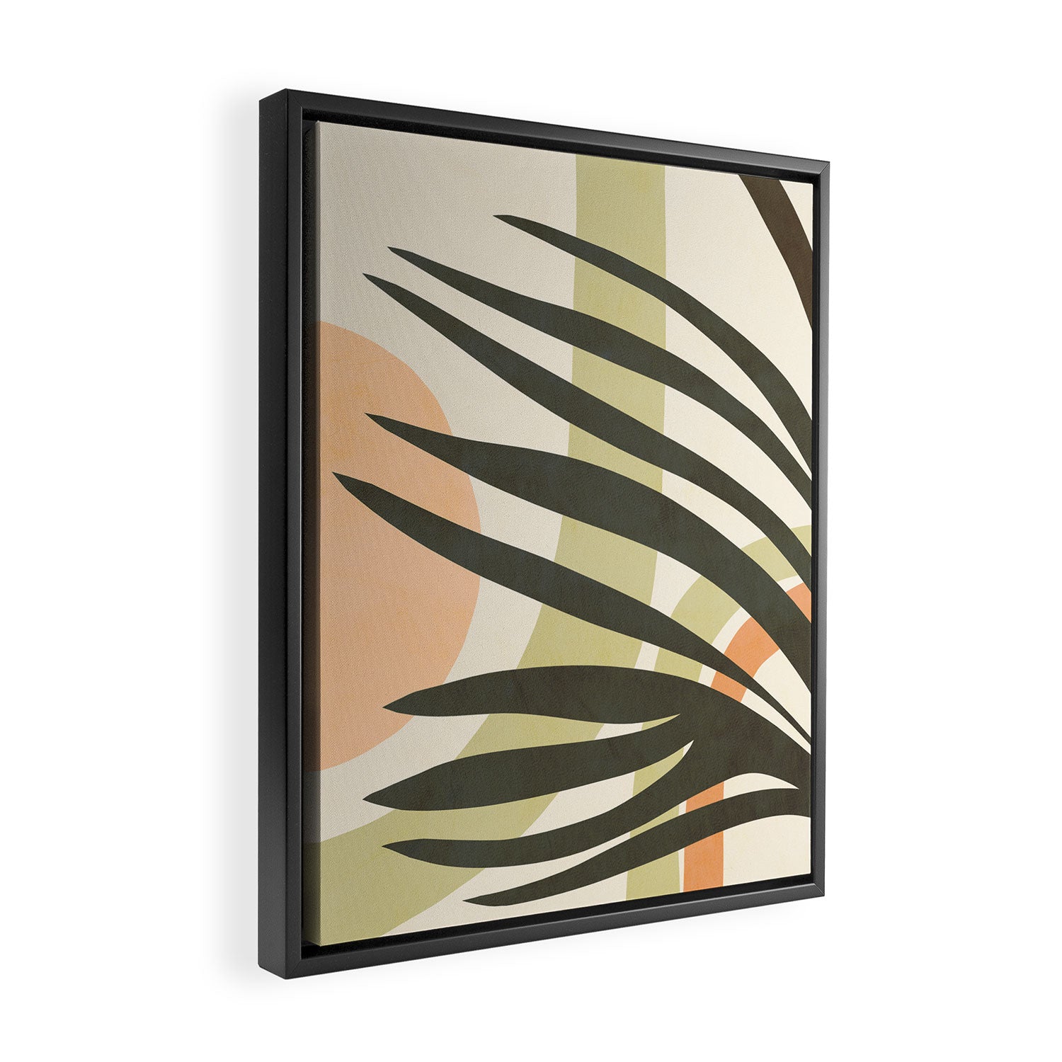 Palm leaf with sun and rainbow nº2 Framed Canvas Print Gallery Image 2