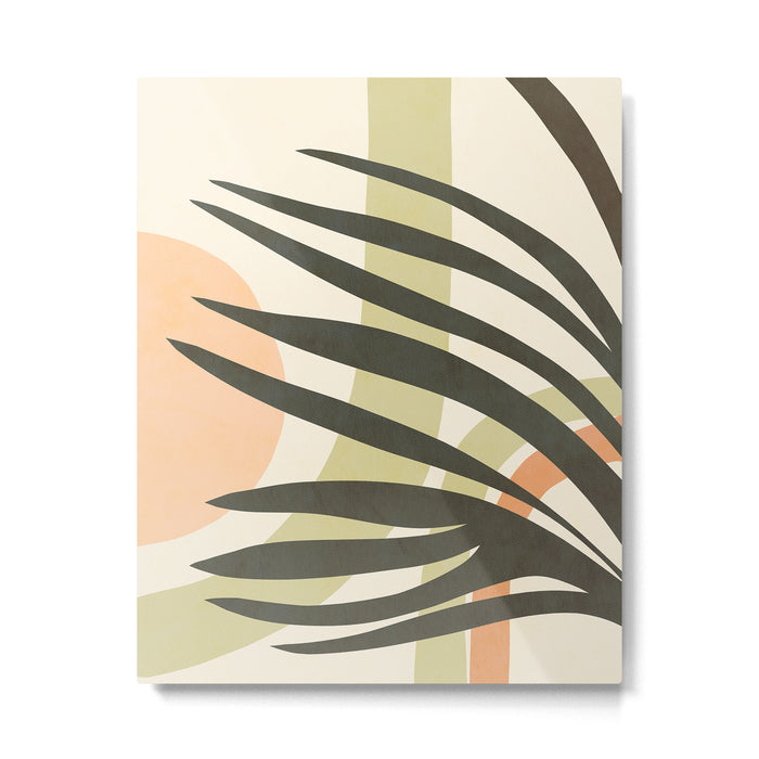 Palm leaf with sun and rainbow nº2 Metal Print Gallery Image 1