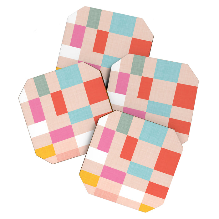Playful Check Summer Plaid Pattern Coaster Gallery Image 1