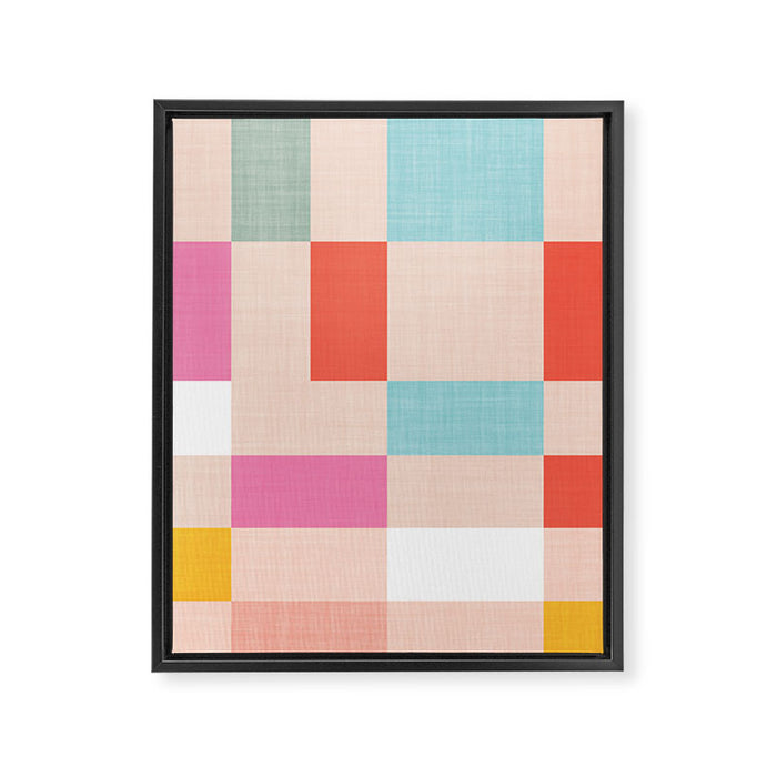 Playful Check Summer Plaid Pattern Framed Canvas Print Gallery Image 1