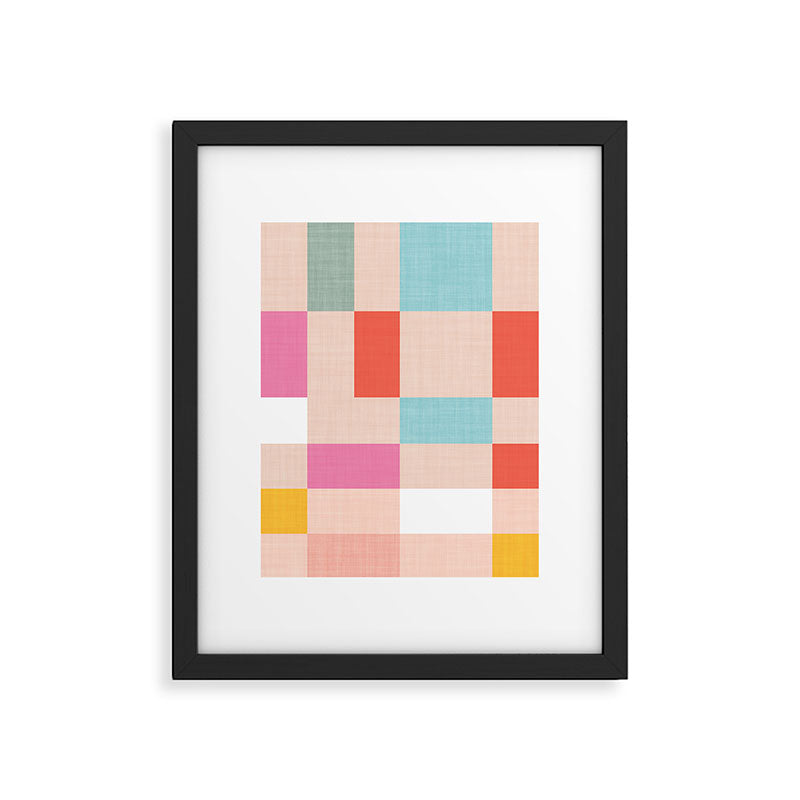 Playful Check Summer Plaid Pattern Framed Art Print Gallery Image 6
