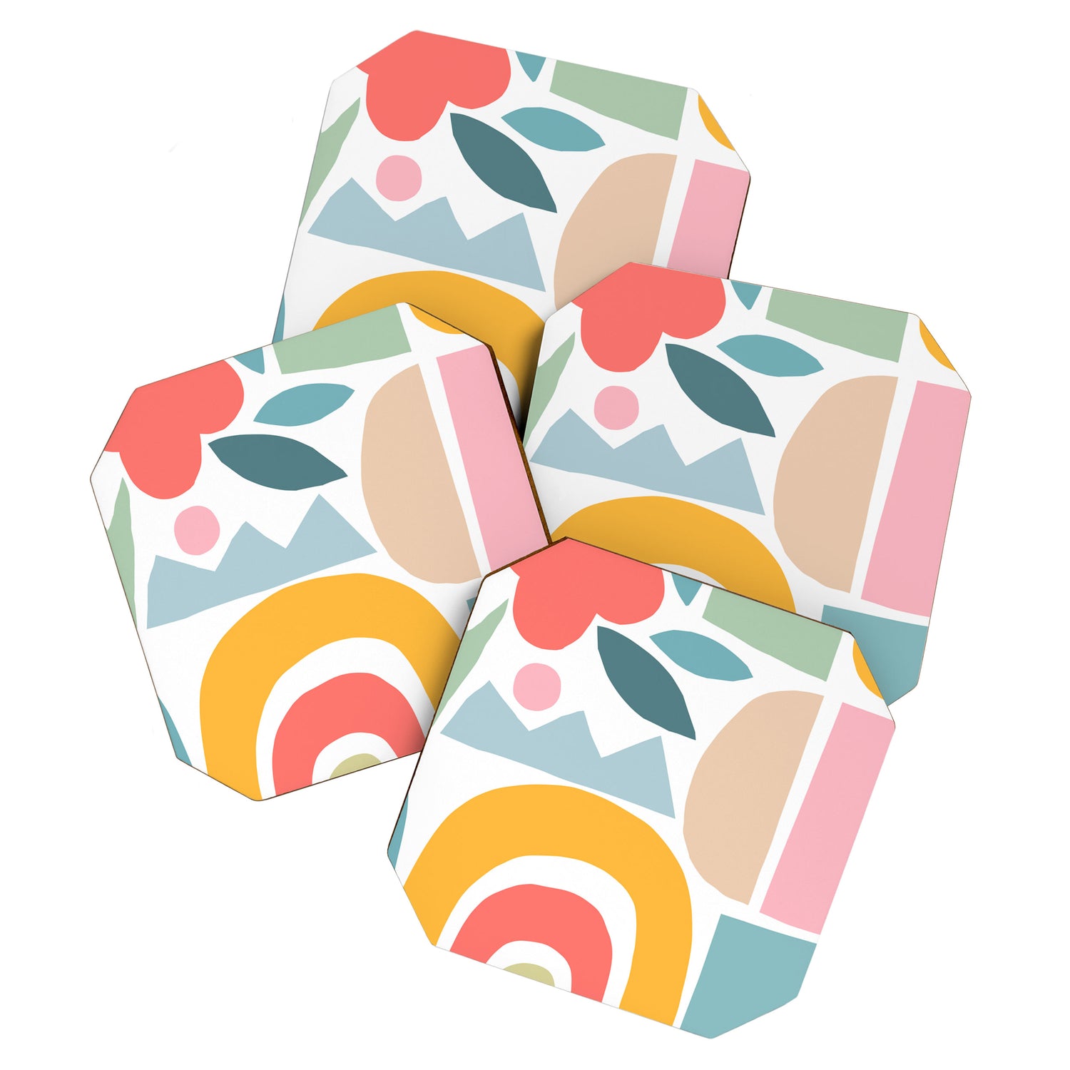 Playful Nature and Rainbow Collage Nº4 Coaster Gallery Image 1
