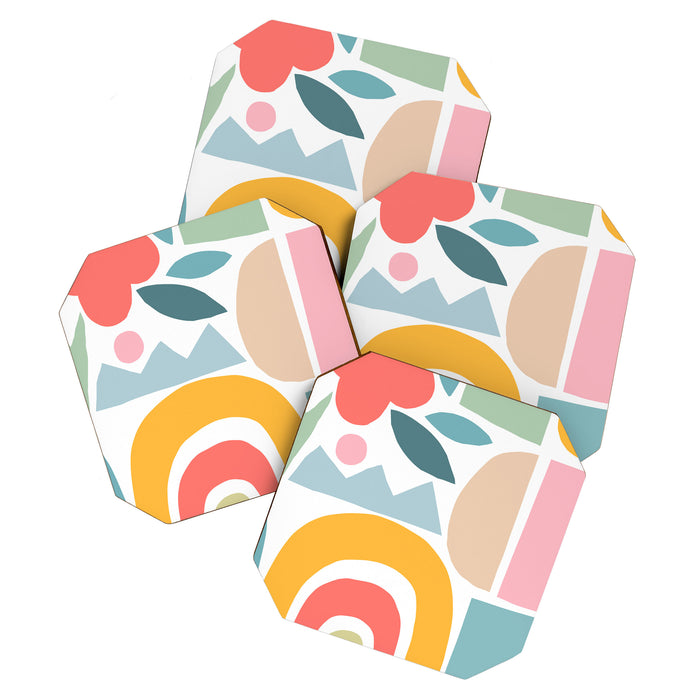 Playful Nature and Rainbow Collage Nº4 Coaster Gallery Image 1