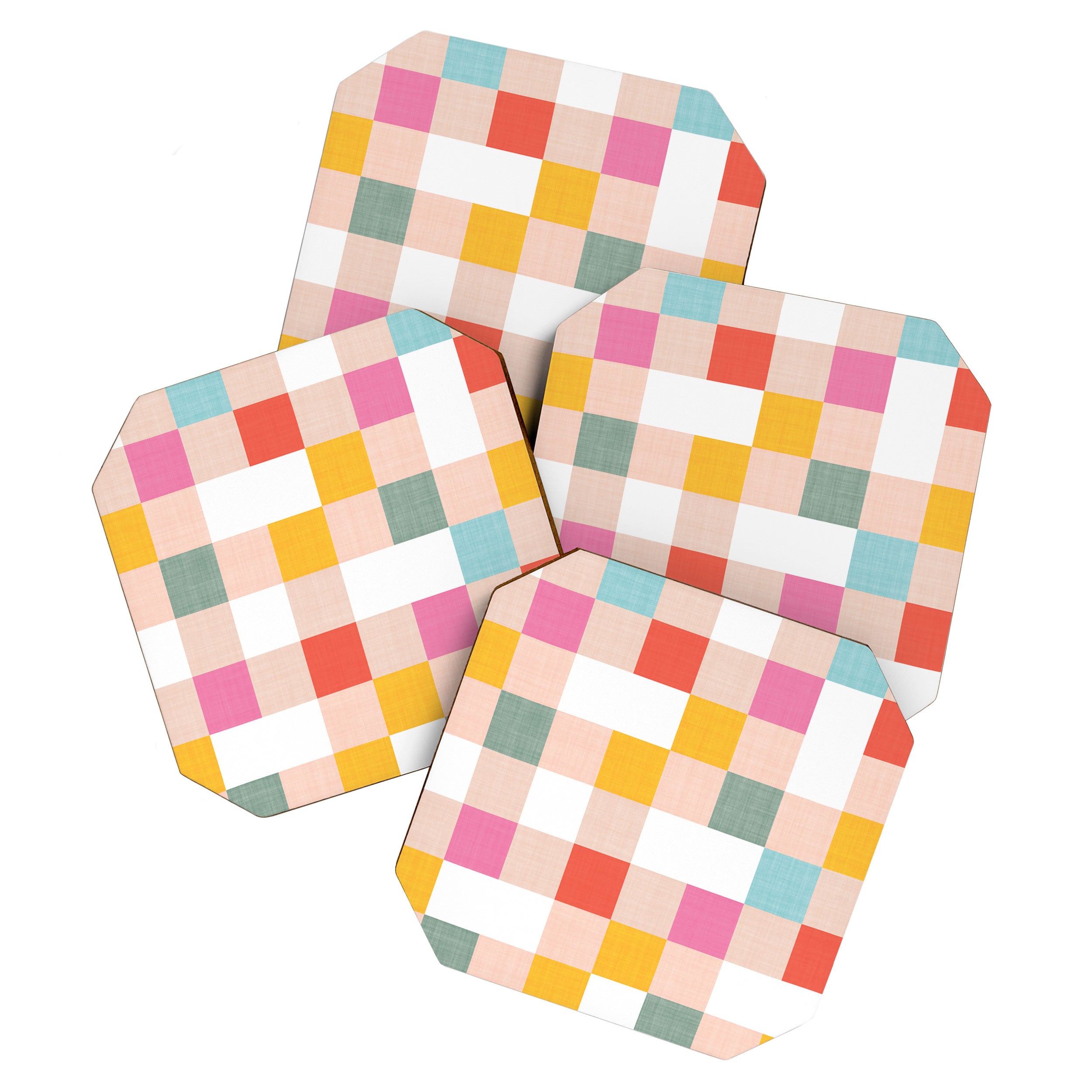 Playful Summer Gingham Check pattern Coaster Gallery Image 1