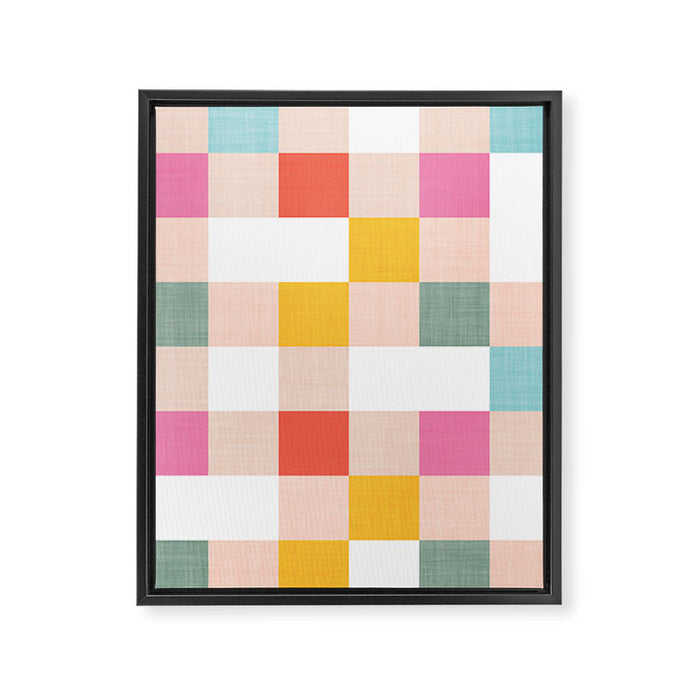 Playful Summer Gingham Check pattern Framed Canvas Print Gallery Image 1