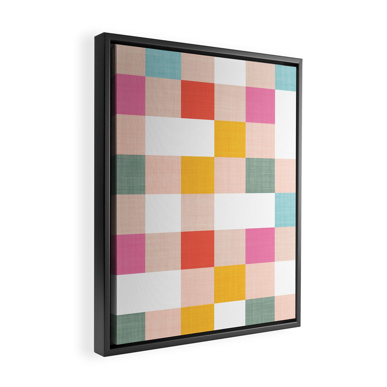 Playful Summer Gingham Check pattern Framed Canvas Print Gallery Image 2