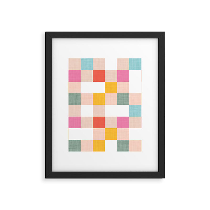 Playful Summer Gingham Check pattern Framed Art Print Gallery Image 6
