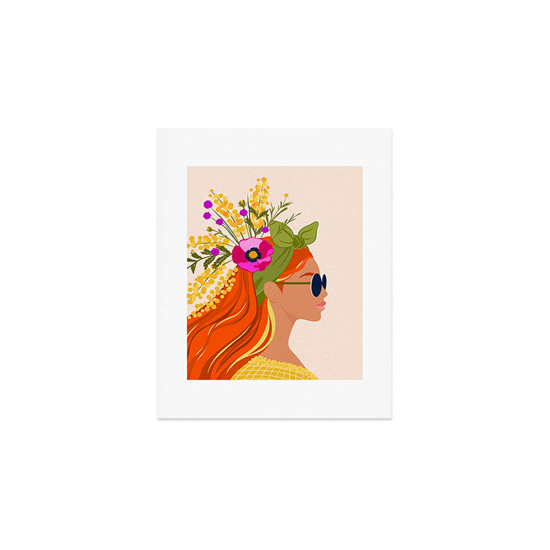Power looks good on you bold womans portrait with flowers Art Print Gallery Image 1
