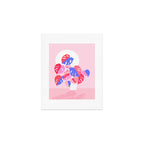 Pretty Monstera Plant in blue and pink Art Print Gallery Image 1