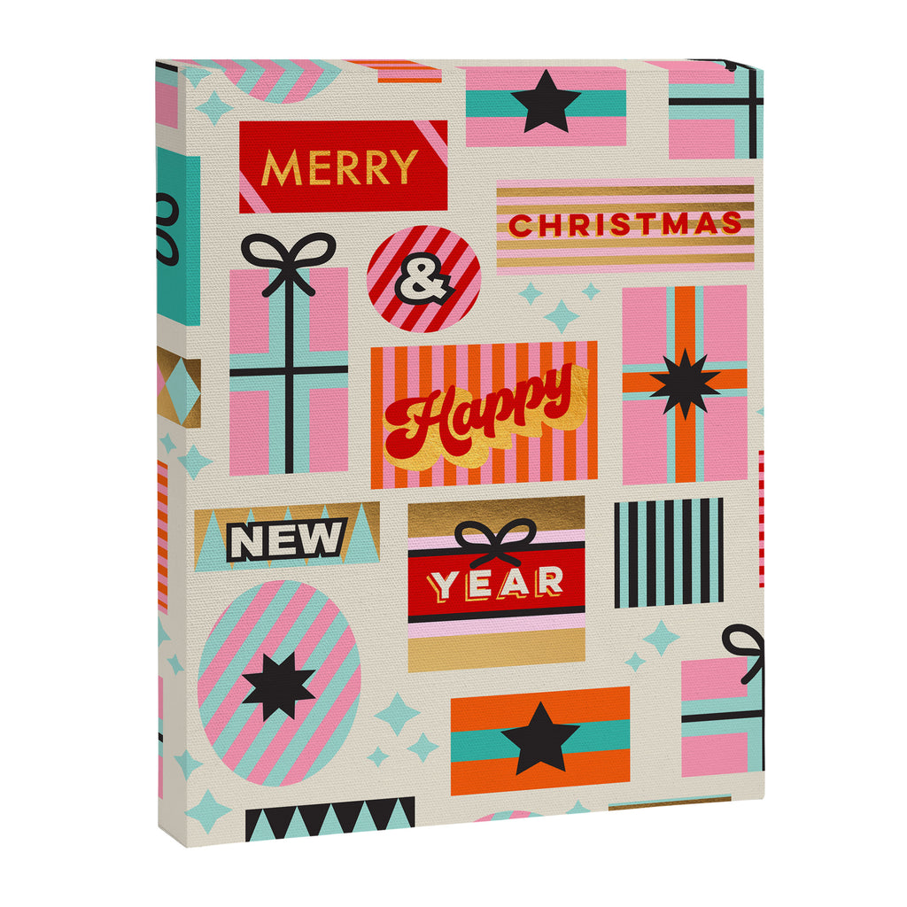 Retro Christmas Gift pattern with Season's Greetings Canvas Print Gallery Image 6