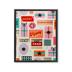 Retro Christmas Gift pattern with Season's Greetings Framed Canvas Print Gallery Image 6
