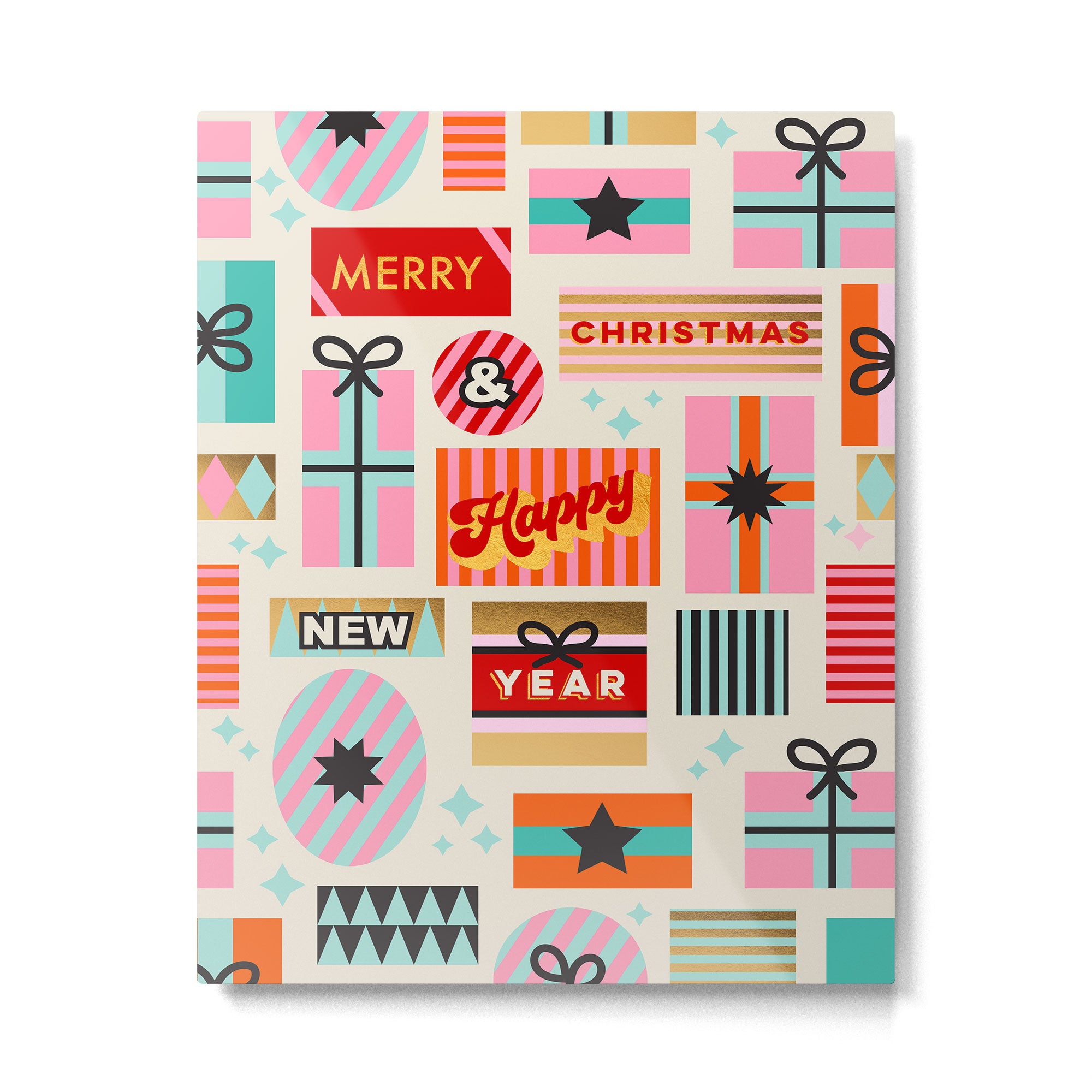 Retro Christmas Gift pattern with Season's Greetings Metal Print Gallery Image 4