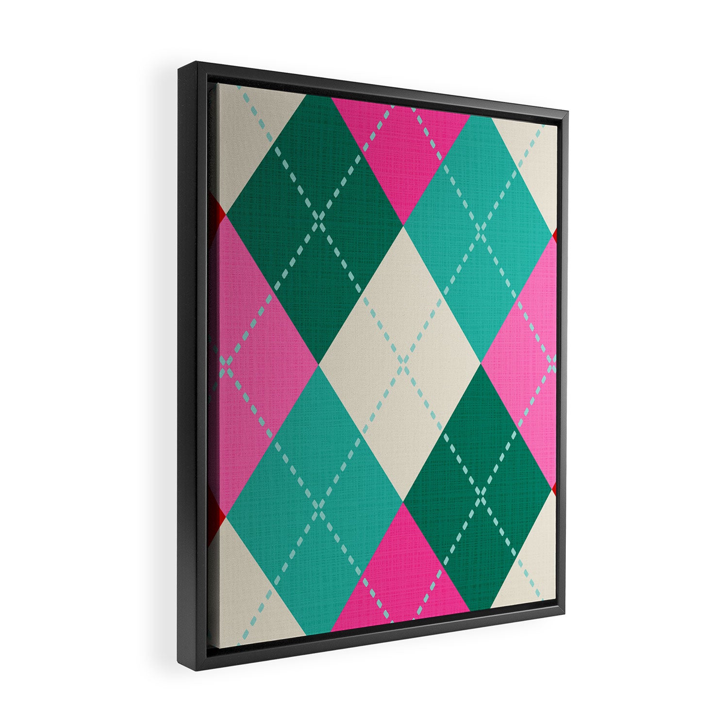 Retro Christmas Knitted Argyle Jumper 1. Framed Canvas Print Gallery Image 2