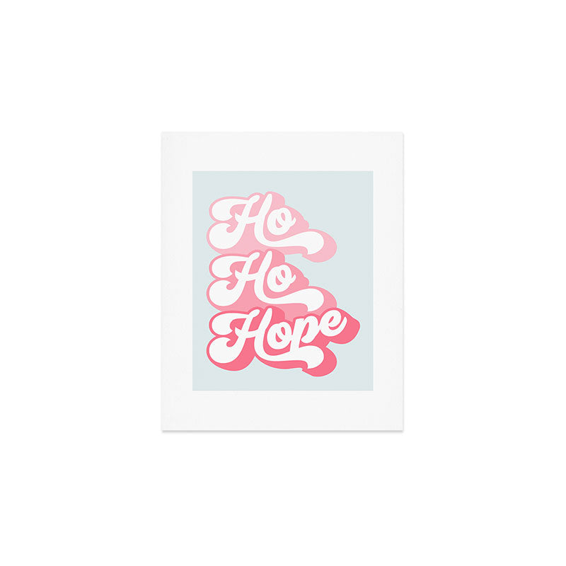 Retro Christmas Pun 'Ho Ho Hope' #positivevibes #Pink Art Print Gallery Image 1