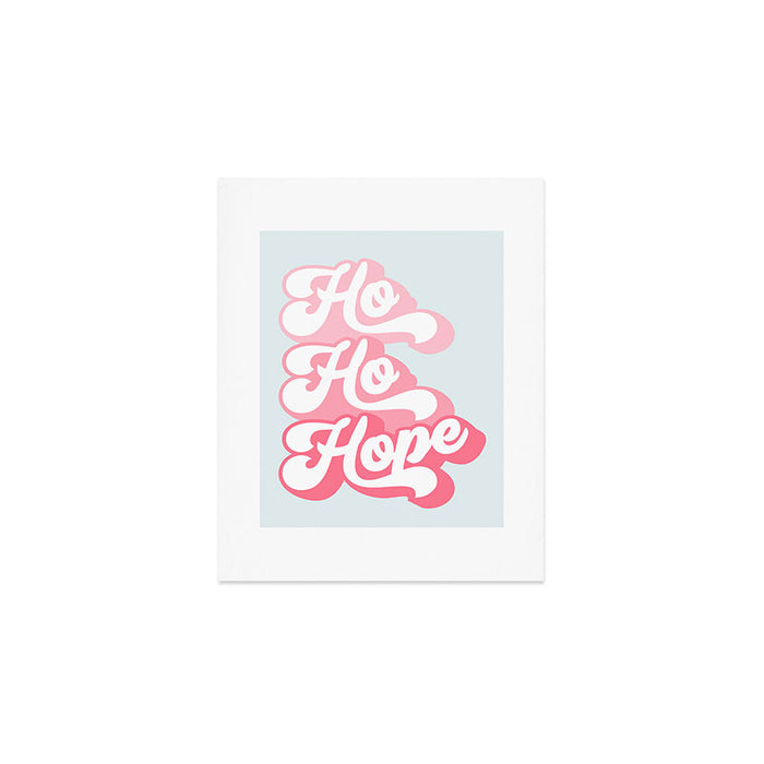 Retro Christmas Pun 'Ho Ho Hope' #positivevibes #Pink Art Print Gallery Image 1
