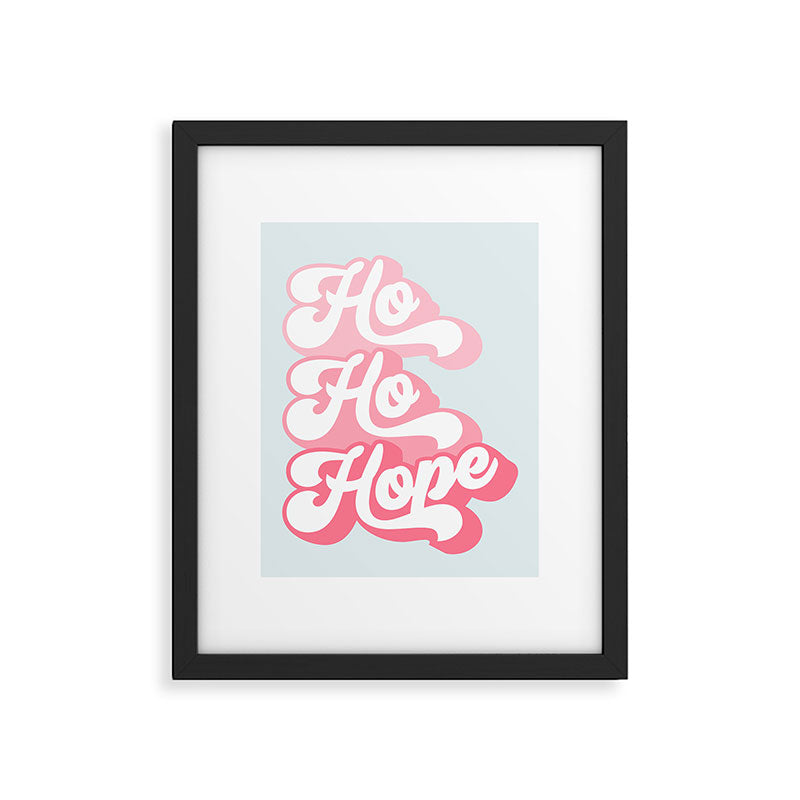 Retro Christmas Pun 'Ho Ho Hope' #positivevibes #Pink Framed Art Print Gallery Image 6