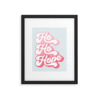 Retro Christmas Pun 'Ho Ho Hope' #positivevibes #Pink Framed Art Print Gallery Image 6