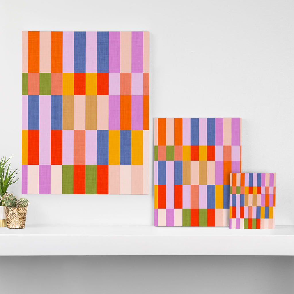 Retro Colourful Bauhaus Pattern Canvas Print Gallery Image 3