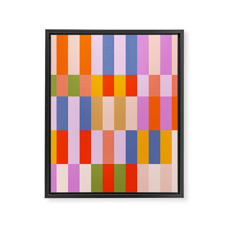 Retro Colourful Bauhaus Pattern Framed Canvas Print Gallery Image 3