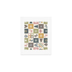 Retro Ditsy Holiday Icon Chequered Pattern - Earthy country style  Art Print Gallery Image 1