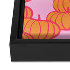 Retro Dopamine Pumpkin Fall Pattern - Orange on Pink Framed Canvas Print Gallery Image 3