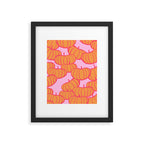 Retro Dopamine Pumpkin Fall Pattern - Orange on Pink Framed Art Print Gallery Image 6