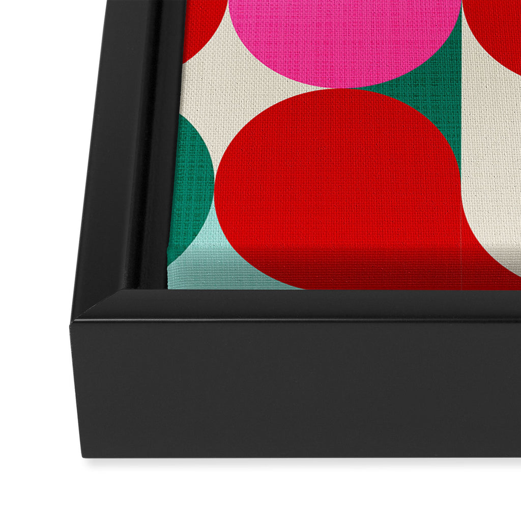 Retro Geo Christmas Drop Pattern - pink, teal, red, green Framed Canvas Print Gallery Image 3