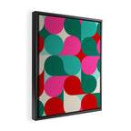 Retro Geo Christmas Drop Pattern - pink, teal, red, green Framed Canvas Print Gallery Image 2