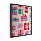 Retro Geometric Christmas Gift pattern on Cream Framed Canvas Print Gallery Image 2