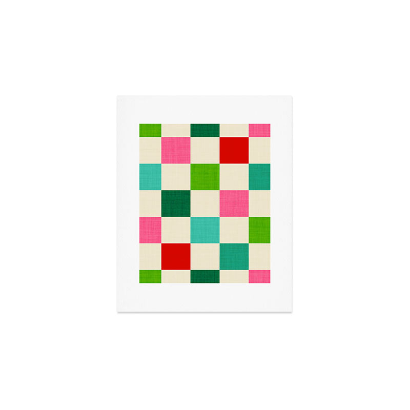 Retro Holiday chequered board pattern - candy Art Print Gallery Image 1
