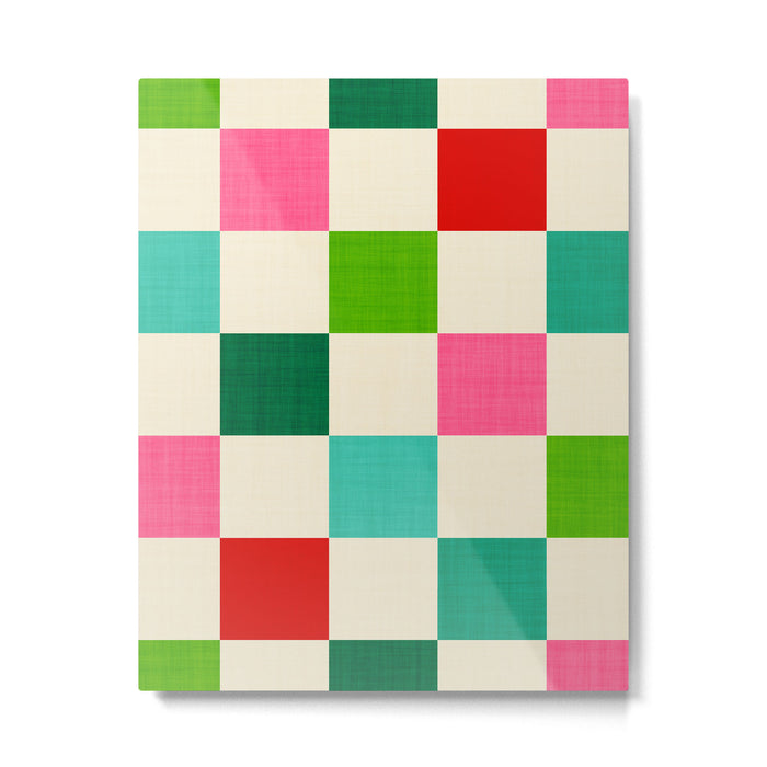Retro Holiday chequered board pattern - candy Metal Print Gallery Image 1