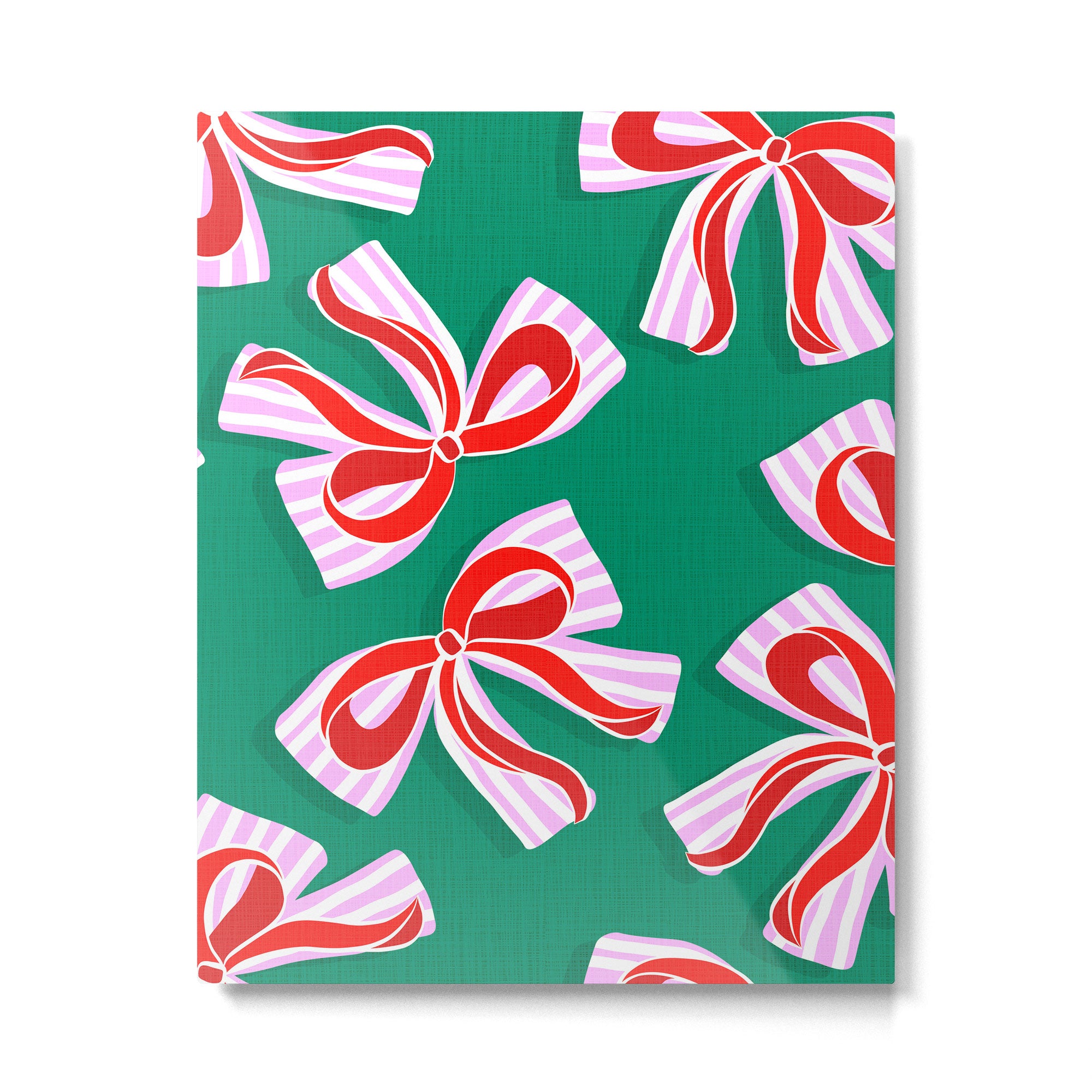 Retro Kitsch Christmas Ribbons on Stripy Bows - Red and Green Metal Print Gallery Image 6