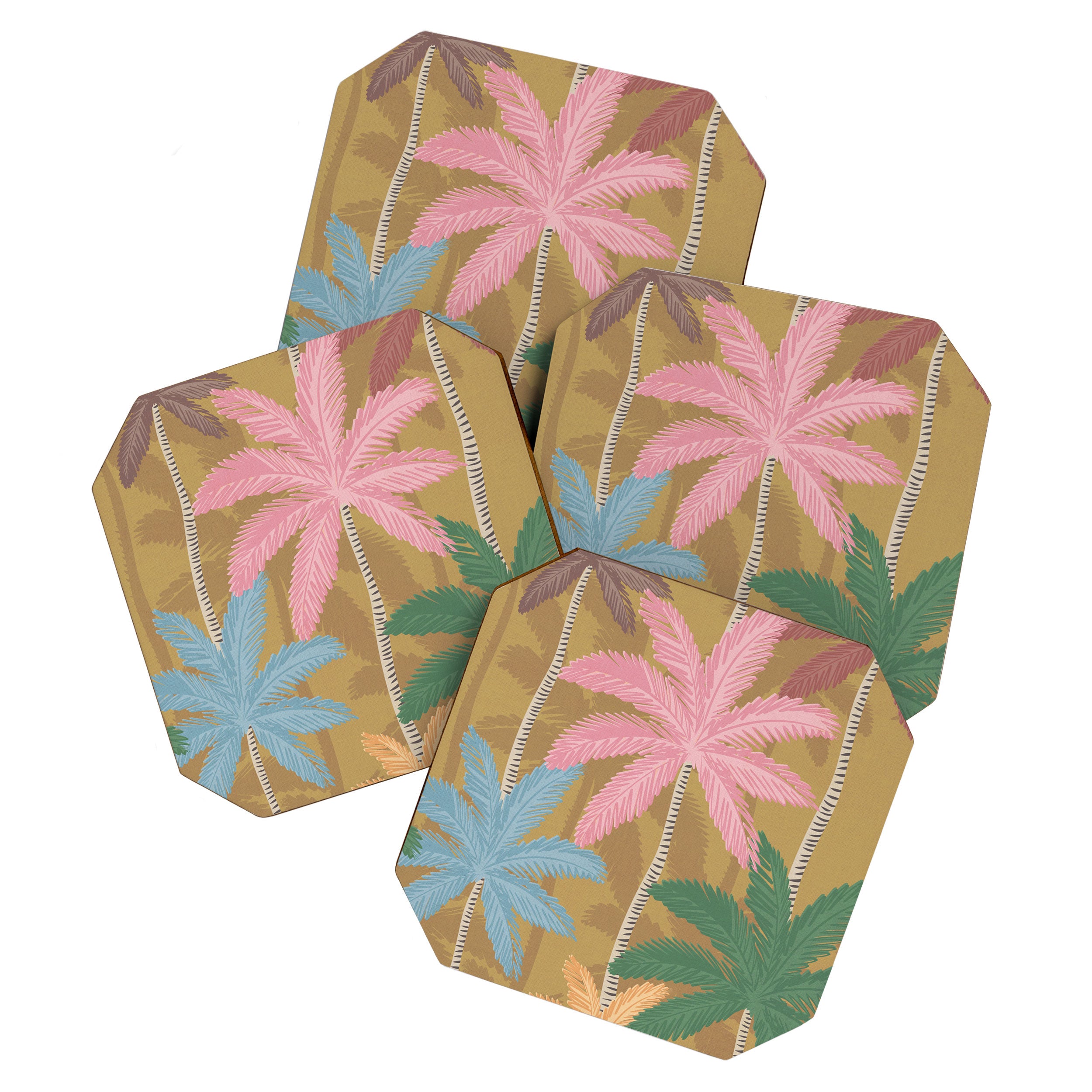 Retro Palm Springs Chic Botanicals - Golden Ochre Coaster Gallery Image 1