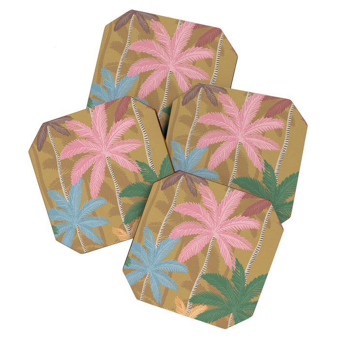 Retro Palm Springs Chic Botanicals - Golden Ochre Coaster Gallery Image 1