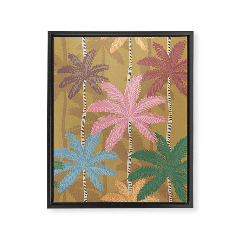 Retro Palm Springs Chic Botanicals - Golden Ochre Framed Canvas Print Gallery Image 6