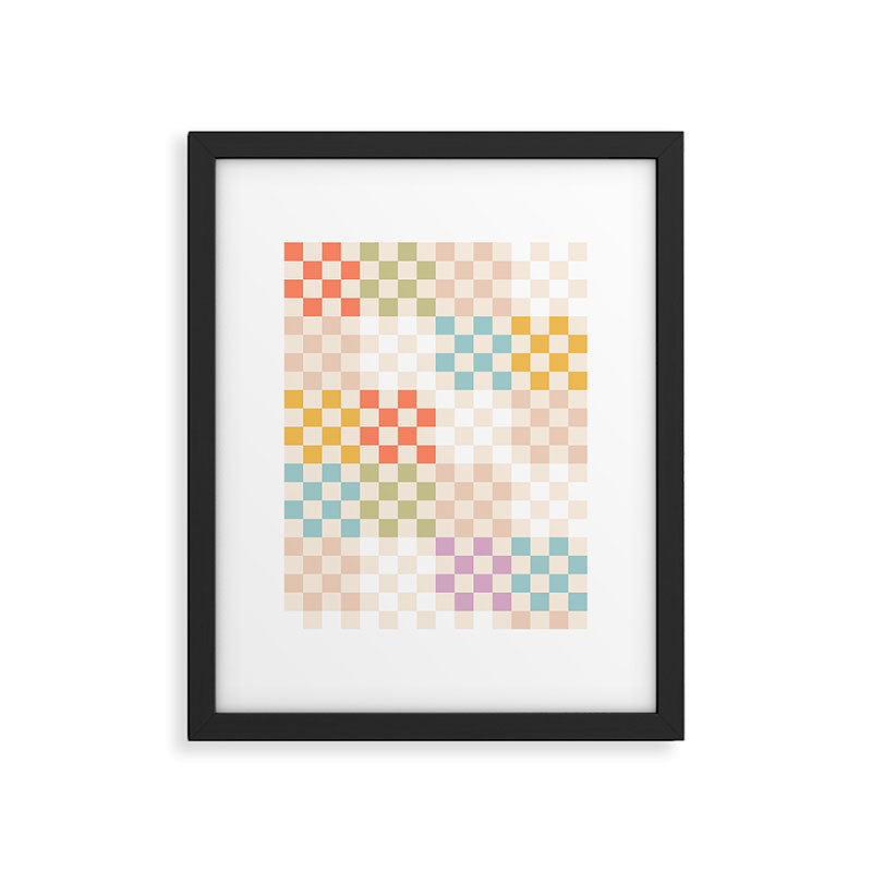Retro Pastel Check Pattern Framed Art Print Gallery Image 5