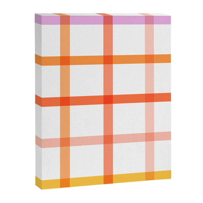 Retro Peachy Pink Summer Check Pattern Canvas Print Gallery Image 1