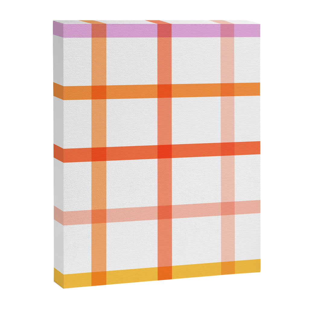 Retro Peachy Pink Summer Check Pattern Canvas Print Gallery Image 8
